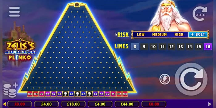 แสงฟ้าโผล่สองครั้งด้วย Zeus’s Thunderbolt Plinko โดย NetGaming